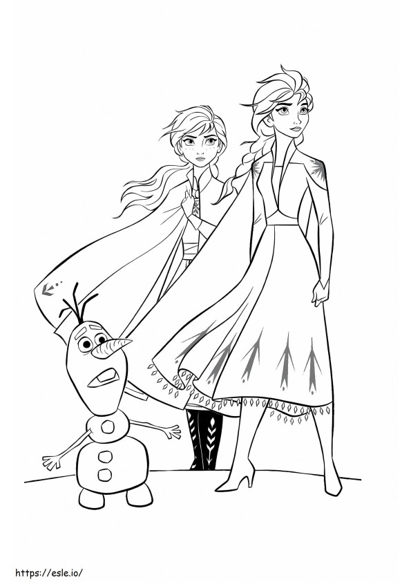 Elsa Anna e Olaf para colorir