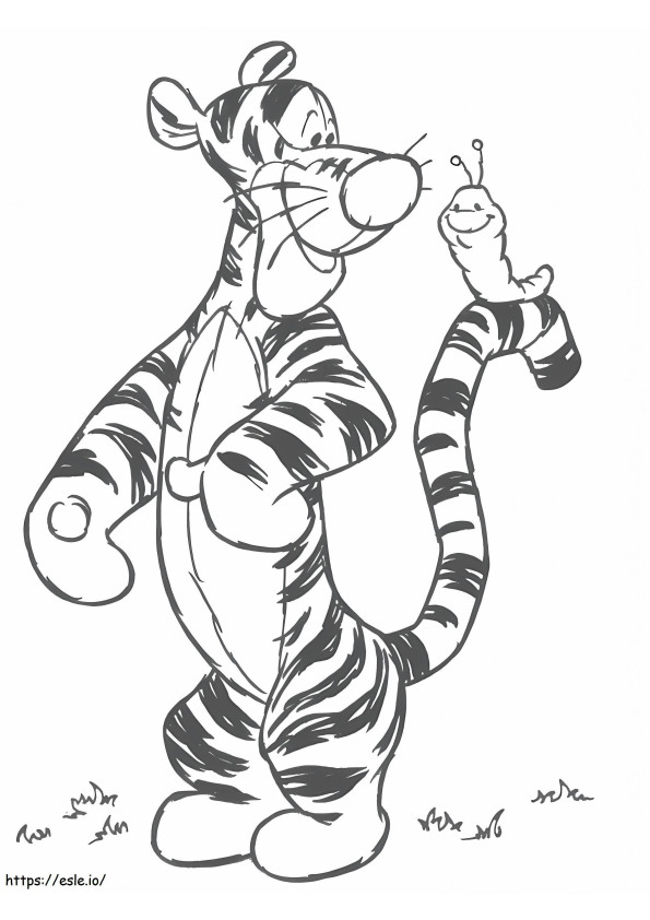 Tigger And Worm coloring page