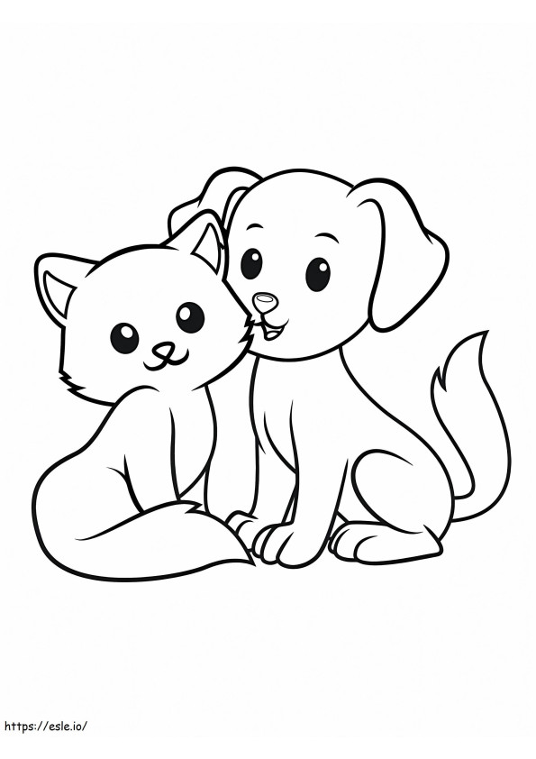 Cão e gato fáceis para colorir