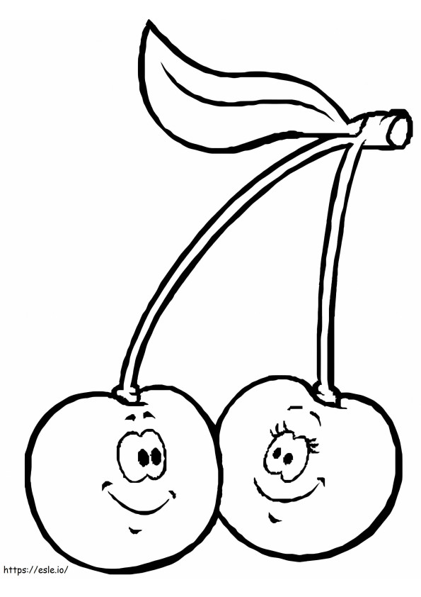 Two Smiling Cherries coloring page