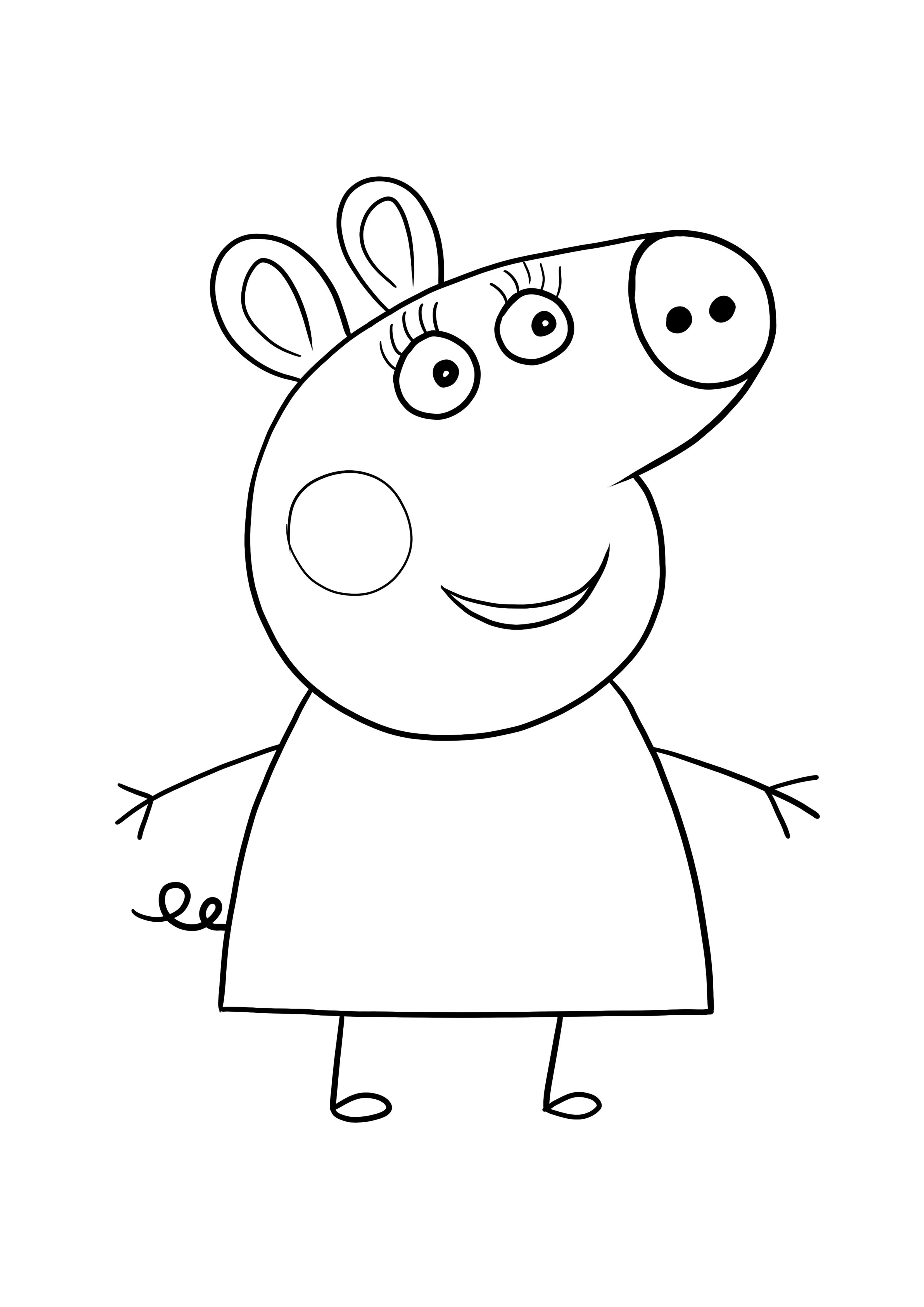 Smiling Peppa, simple coloring and printing