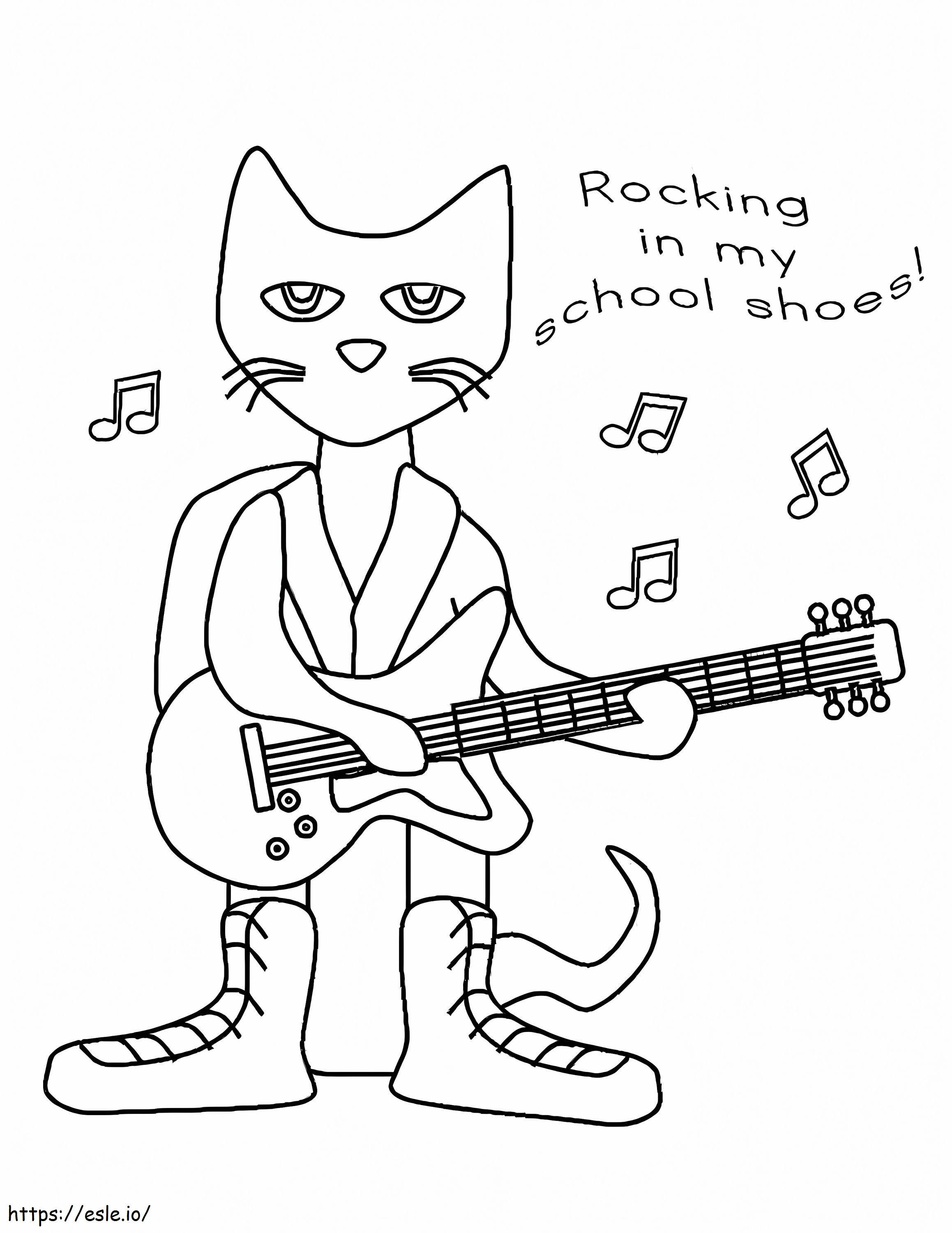Pete The Cat gra na gitarze i śpiewa kolorowanka