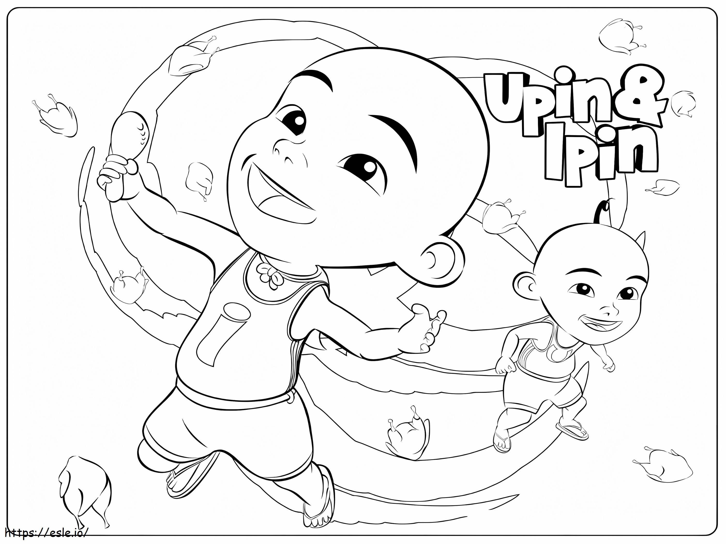 Happy Upin And Ipin Coloring Page