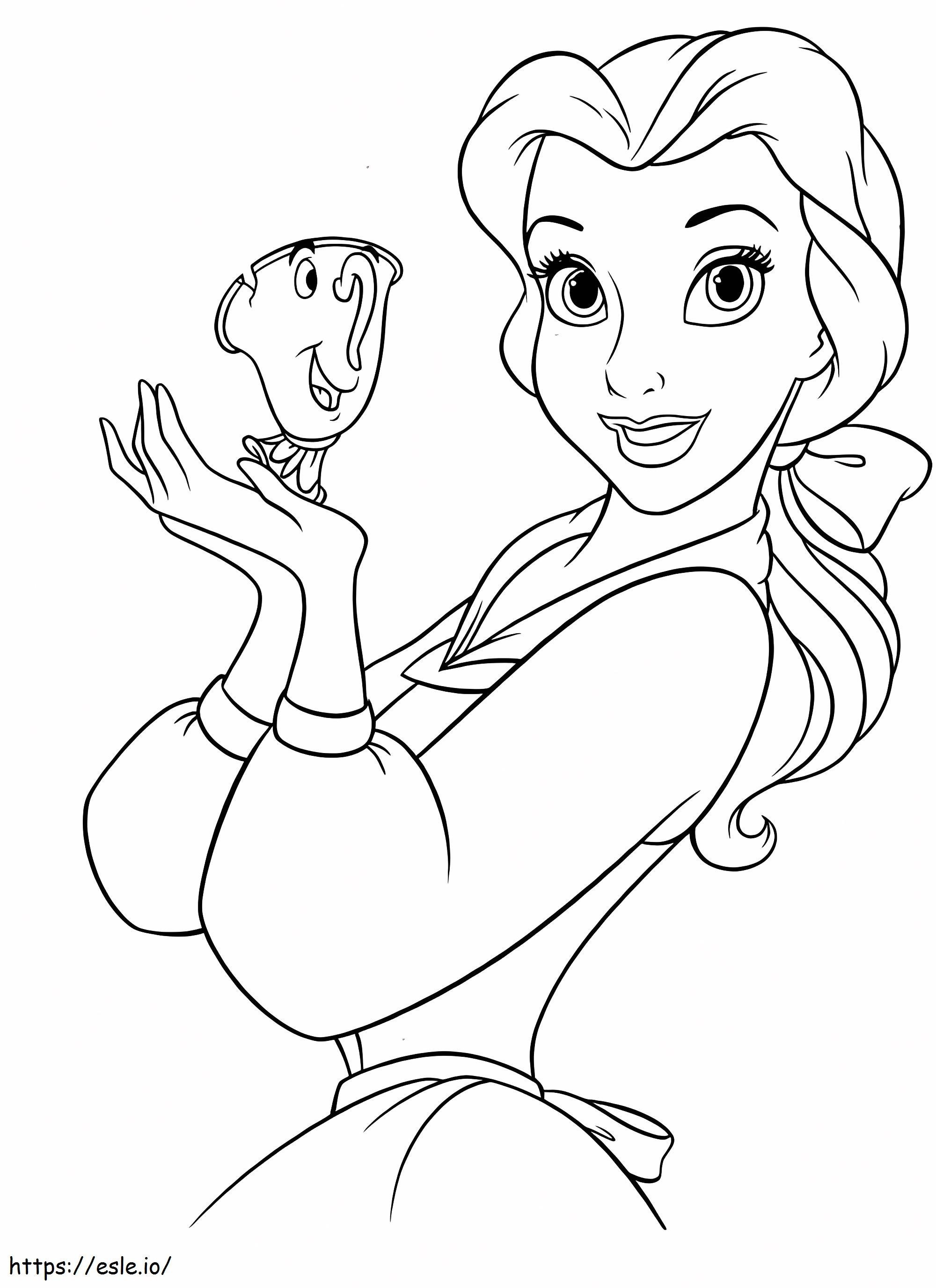 Belle Disney hält einen Zauberbecher ausmalbilder
