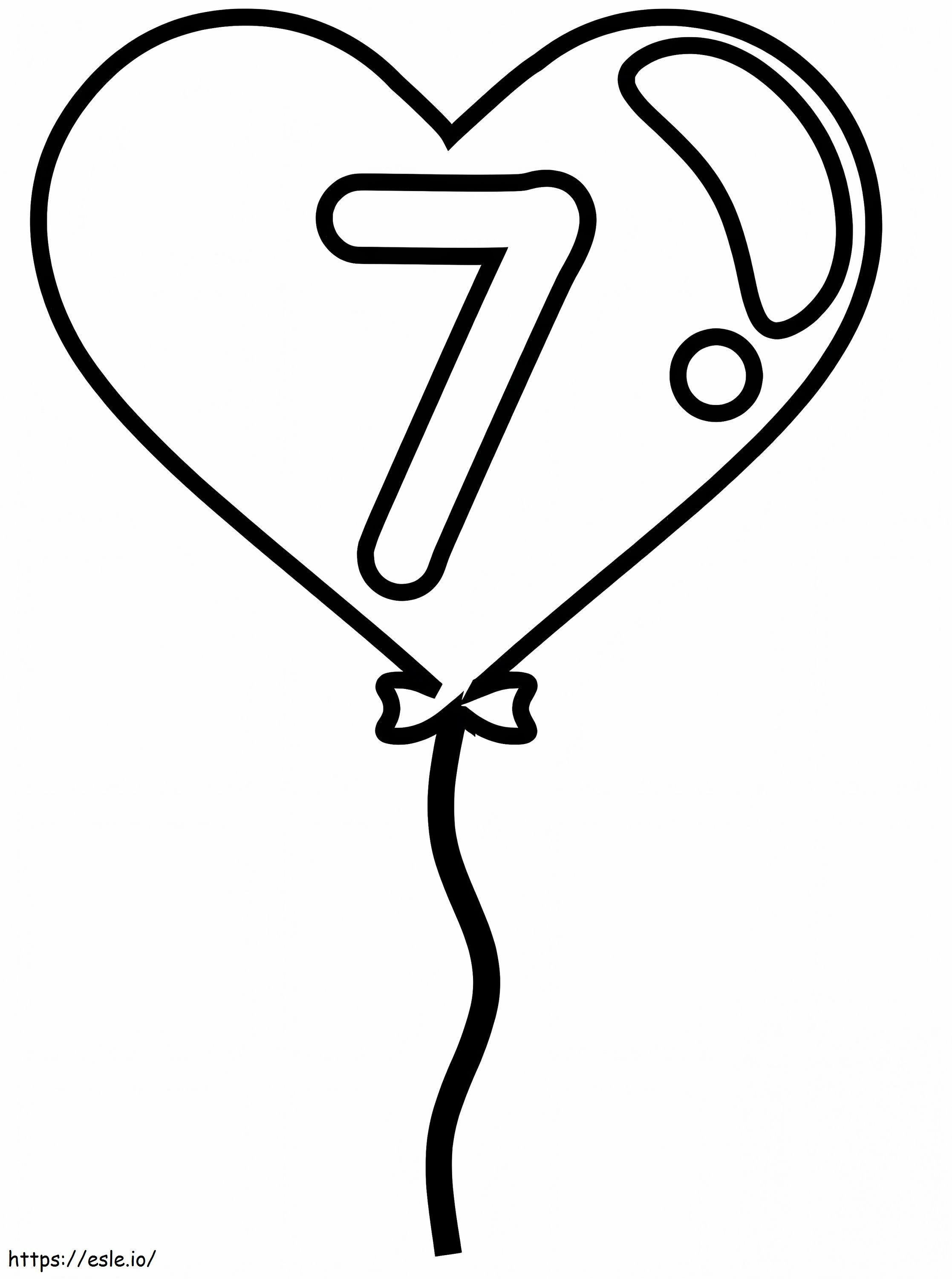 Number 7 In Balloon coloring page
