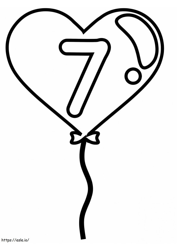 Numărul 7 în balon de colorat