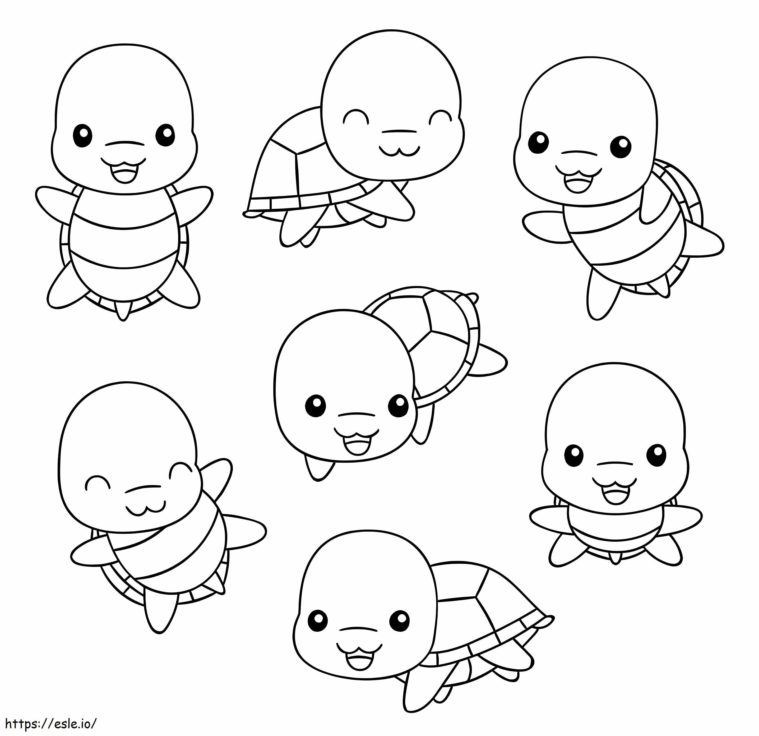 Establish Kawaii Turtle coloring page