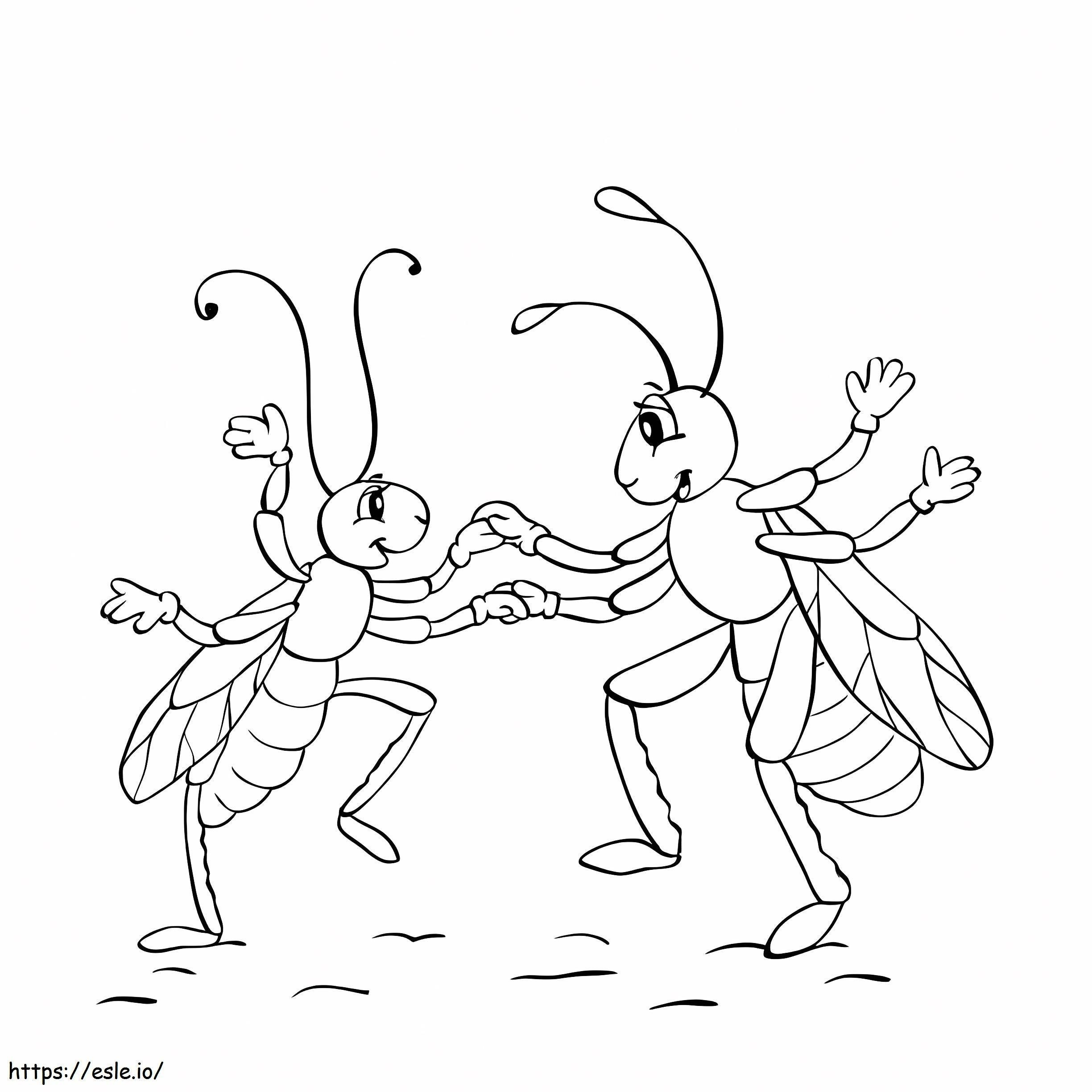Feliz casal de formigas para colorir