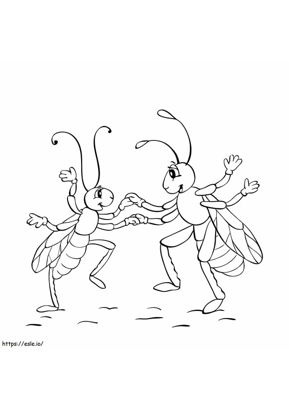 Feliz pareja de hormigas para colorear