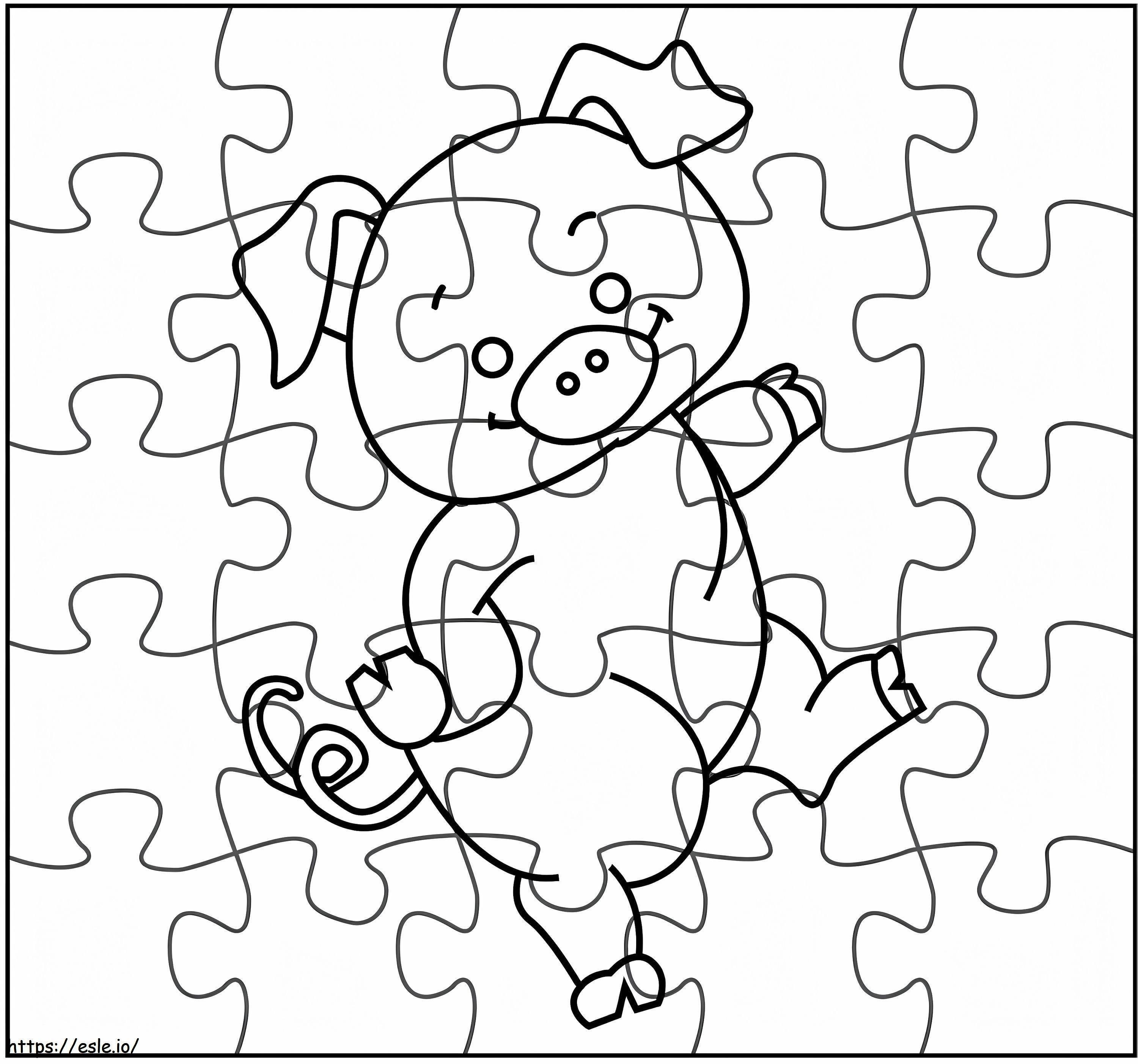 Coloriage Puzzle Cochon à imprimer dessin