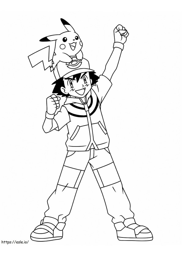 Ash e Pikachu para colorir