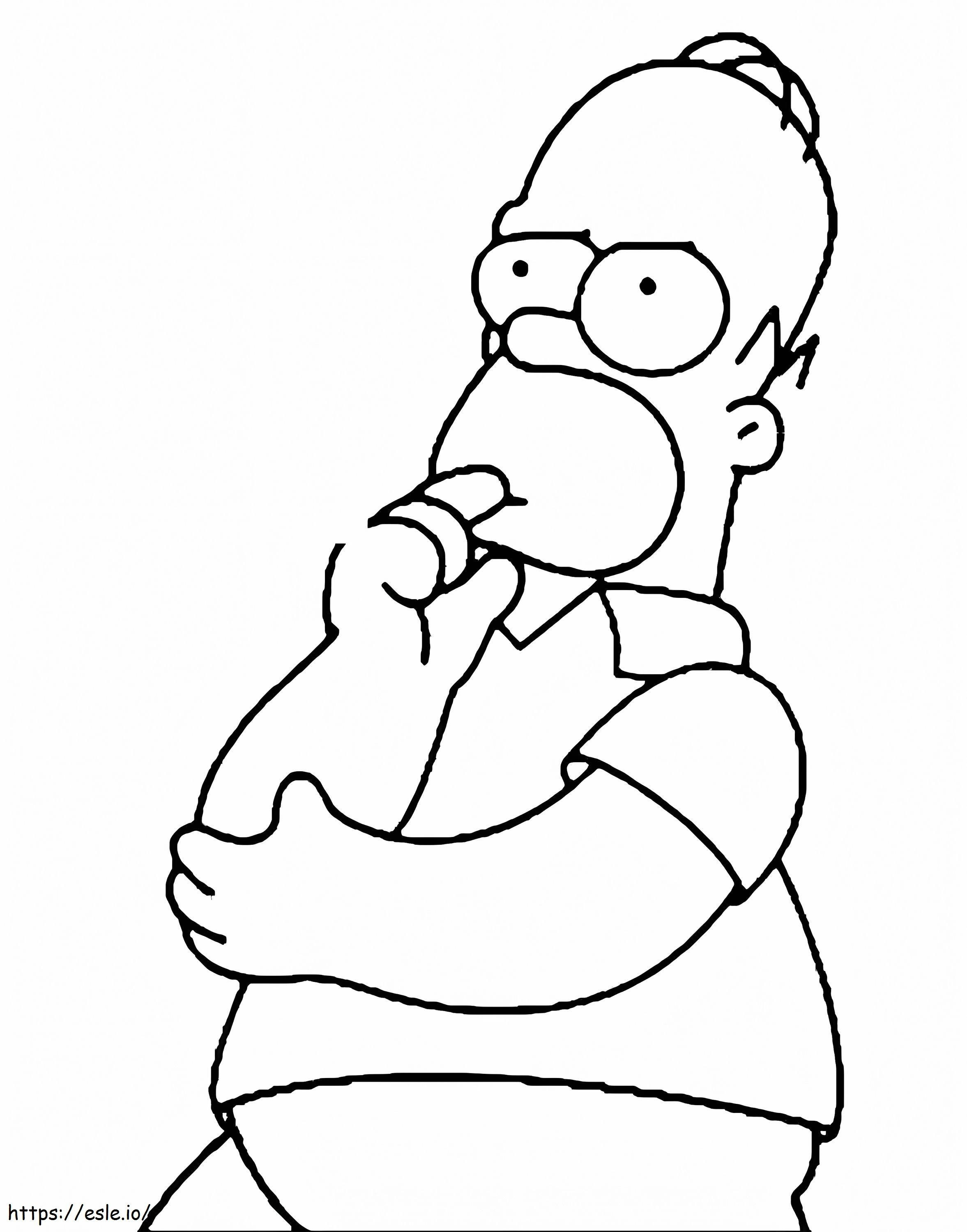 Coloriage Homer Simpson en train de penser à imprimer dessin