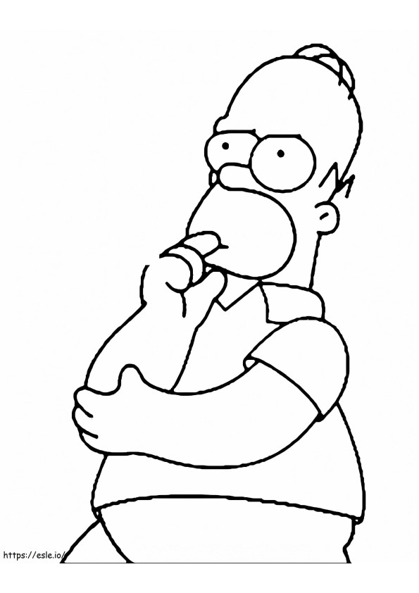 Coloriage Homer Simpson en train de penser à imprimer dessin