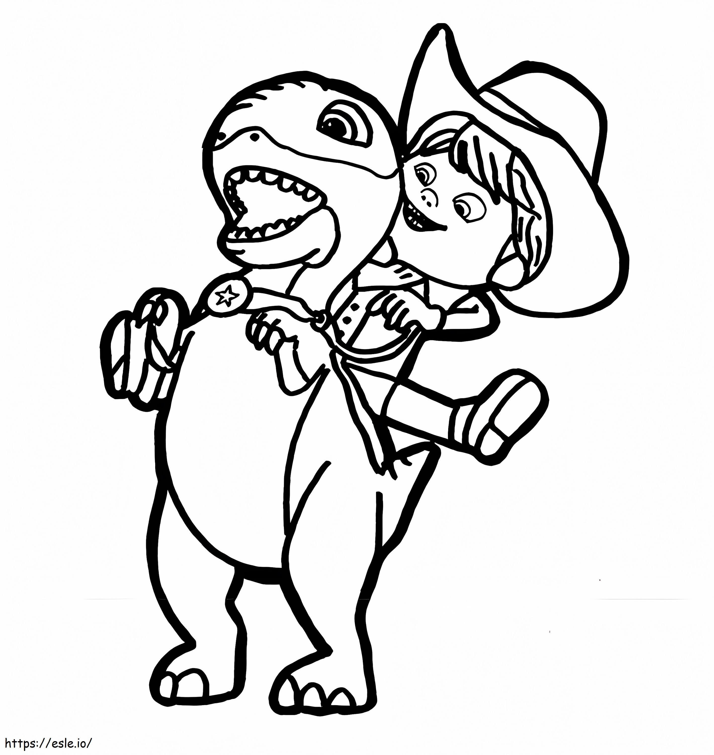 Jon y Blitz de Dino Ranch para colorear