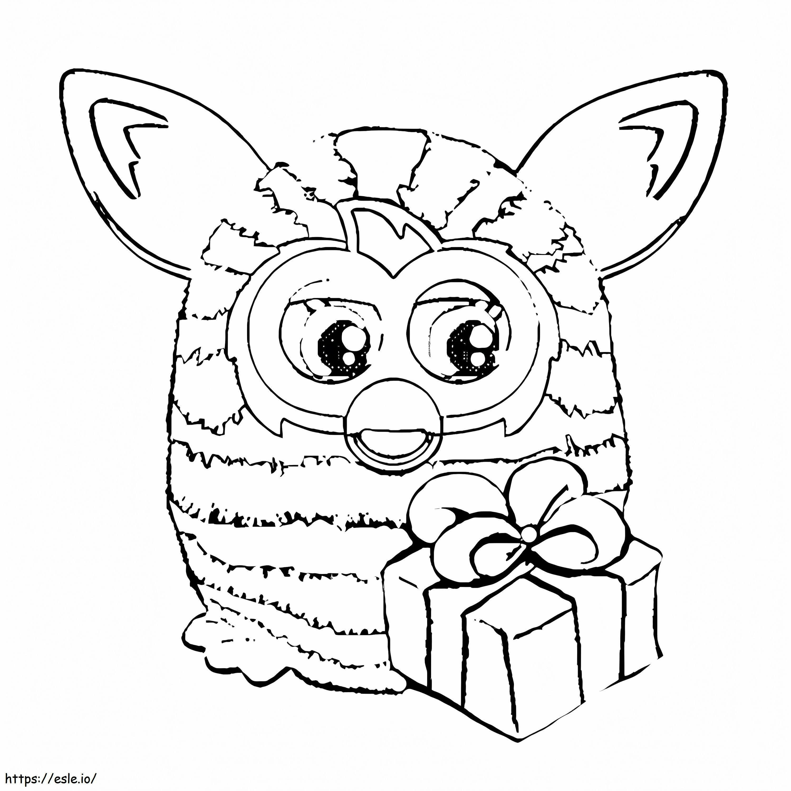 Furby und Geschenk ausmalbilder