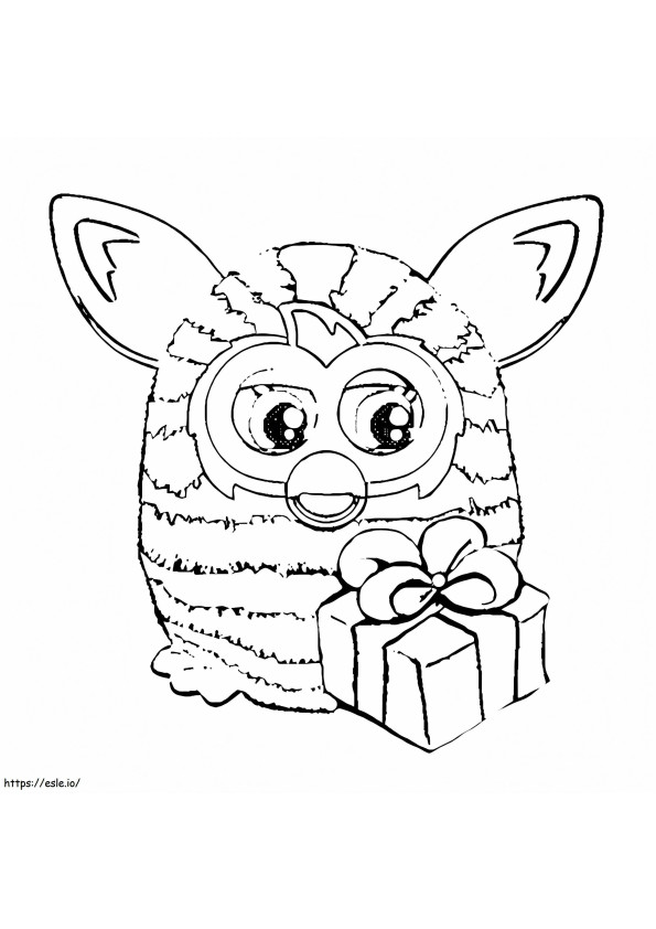 Furby und Geschenk ausmalbilder