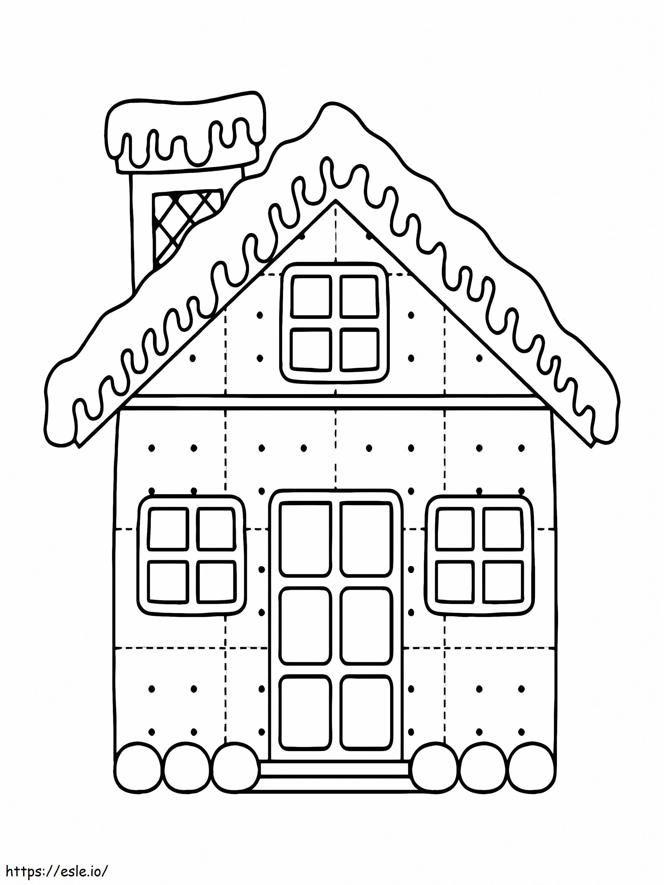 Coloriage Maison en pain d'épice de Noël simple à imprimer dessin