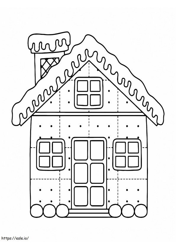 Coloriage Maison en pain d'épice de Noël simple à imprimer dessin