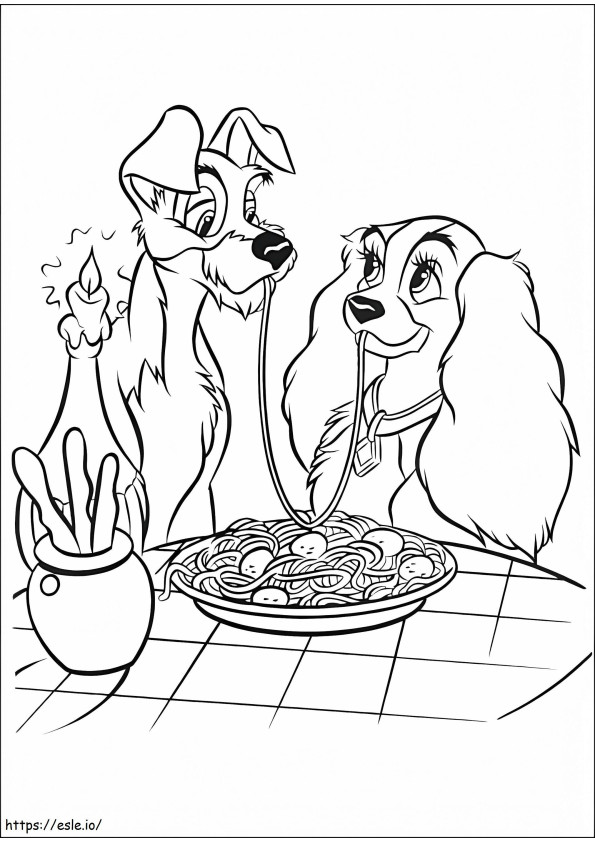 Printable Lady And The Tramp de colorat