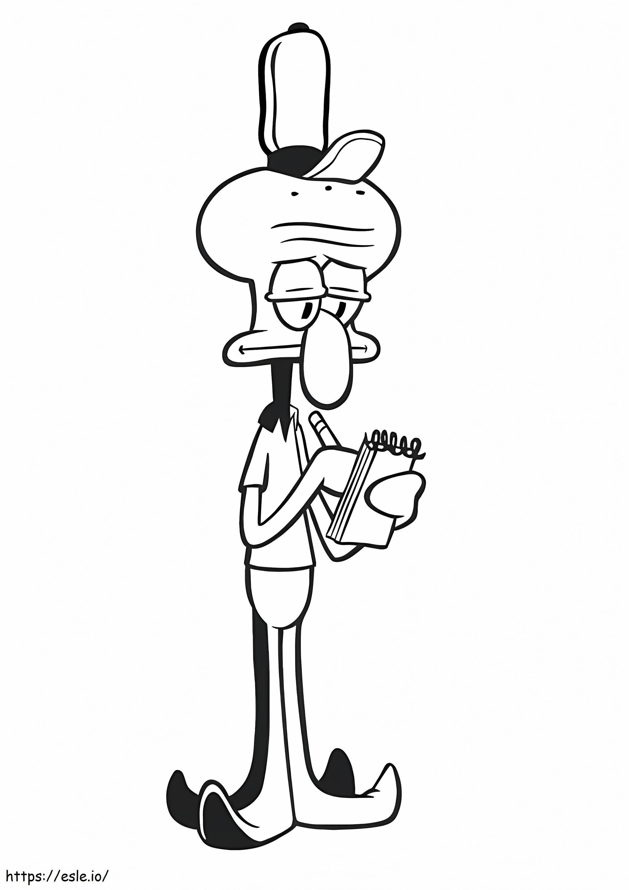 Squidward Working coloring page