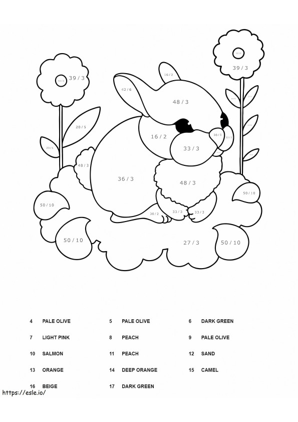 Coloriage Division de lapin couleur par numéro à imprimer dessin
