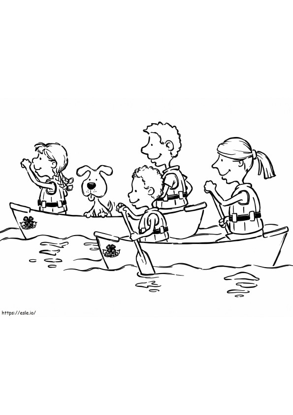Family Rowing coloring page