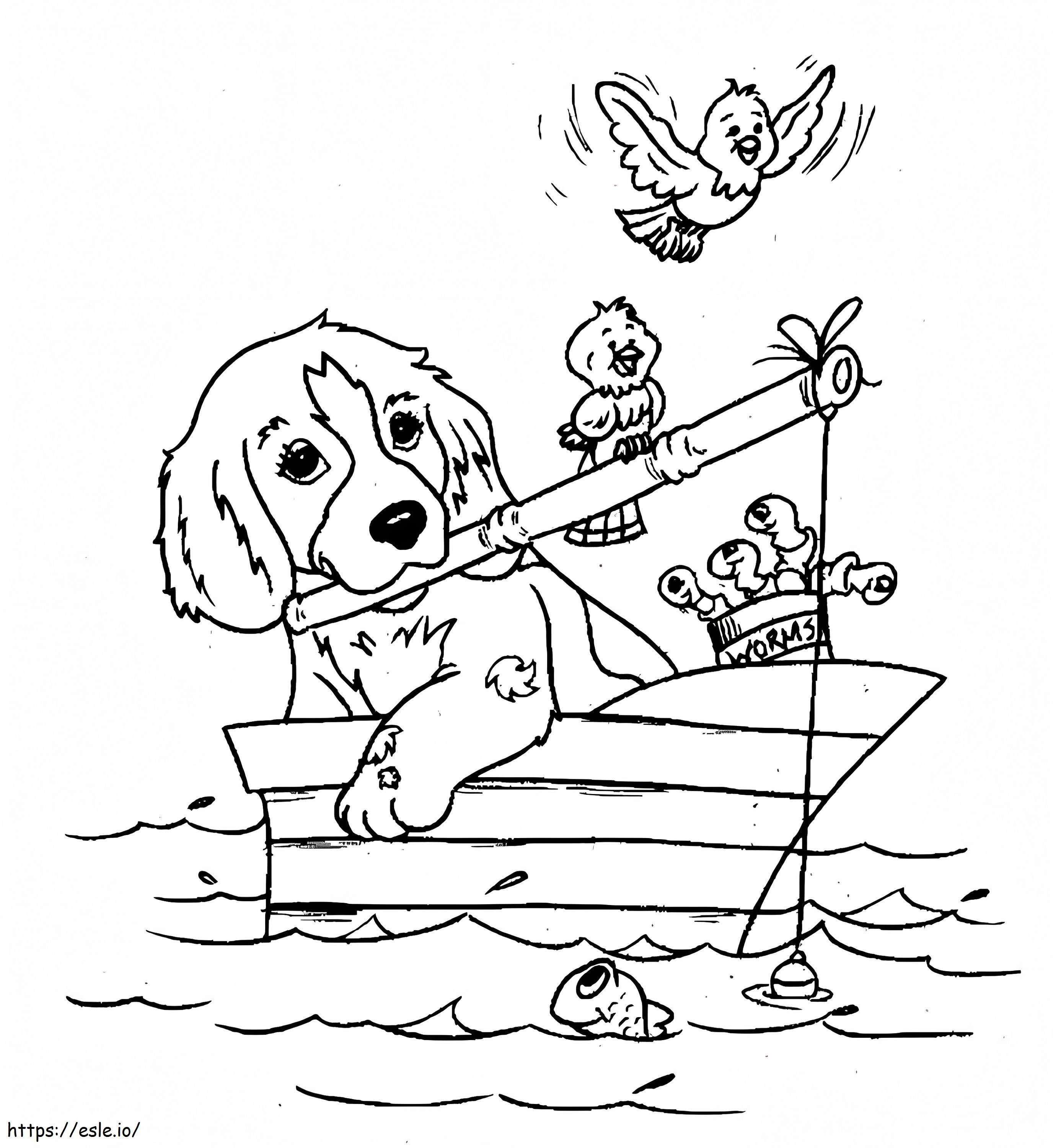 Dog Fishing coloring page