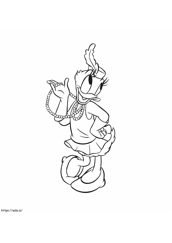 Daisy Duck ținând în mână un colier de perle de colorat