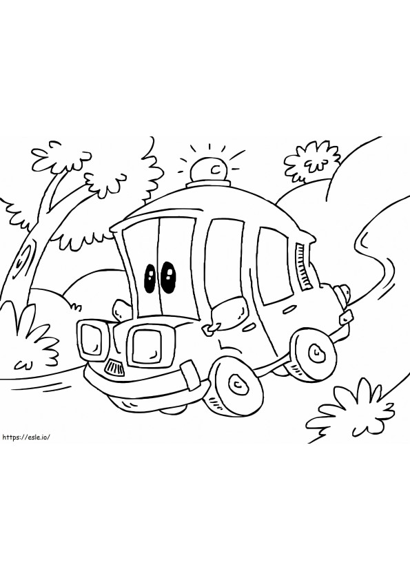 Cartoon Ambulance Runs Fast coloring page