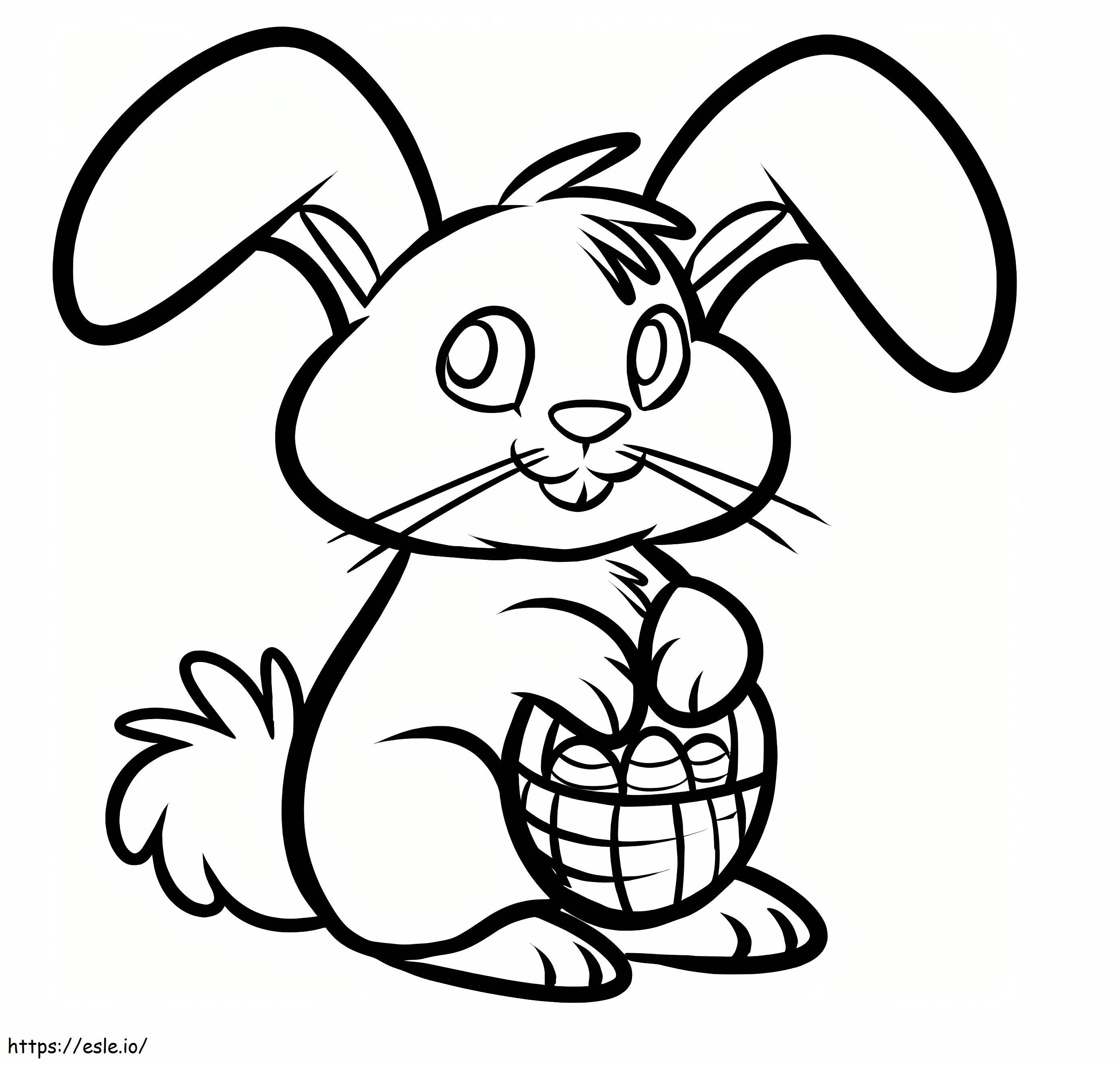 Little Rabbit With Easter Basket coloring page