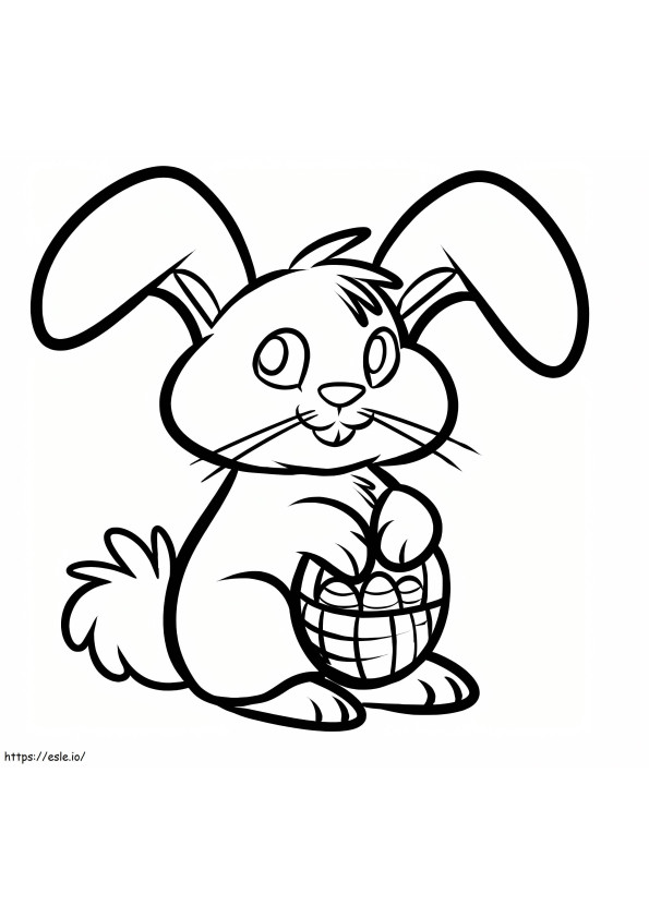 Little Rabbit With Easter Basket coloring page