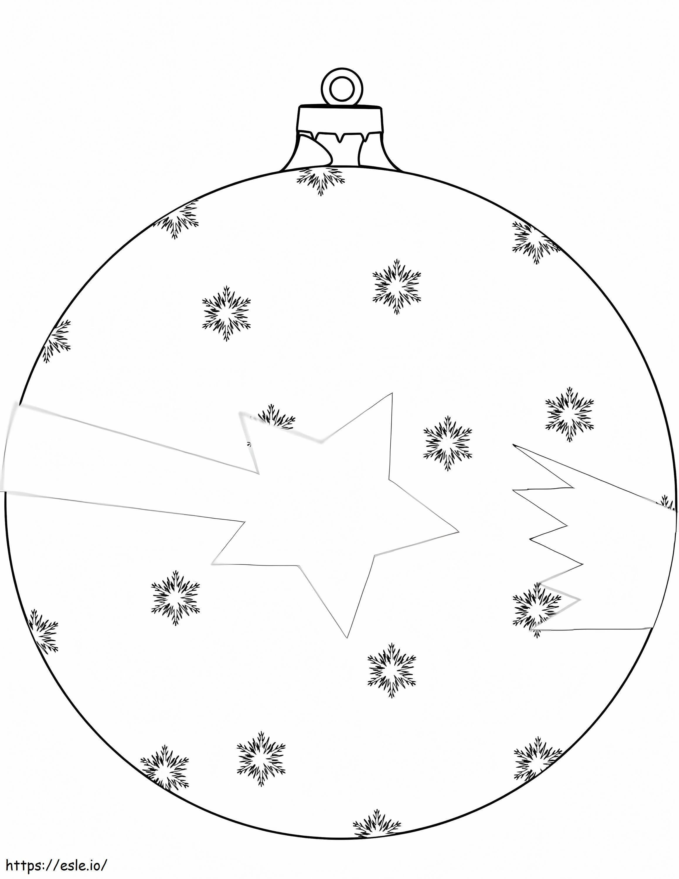 Coloriage Boule De Noël Avec Étoile Filante à imprimer dessin