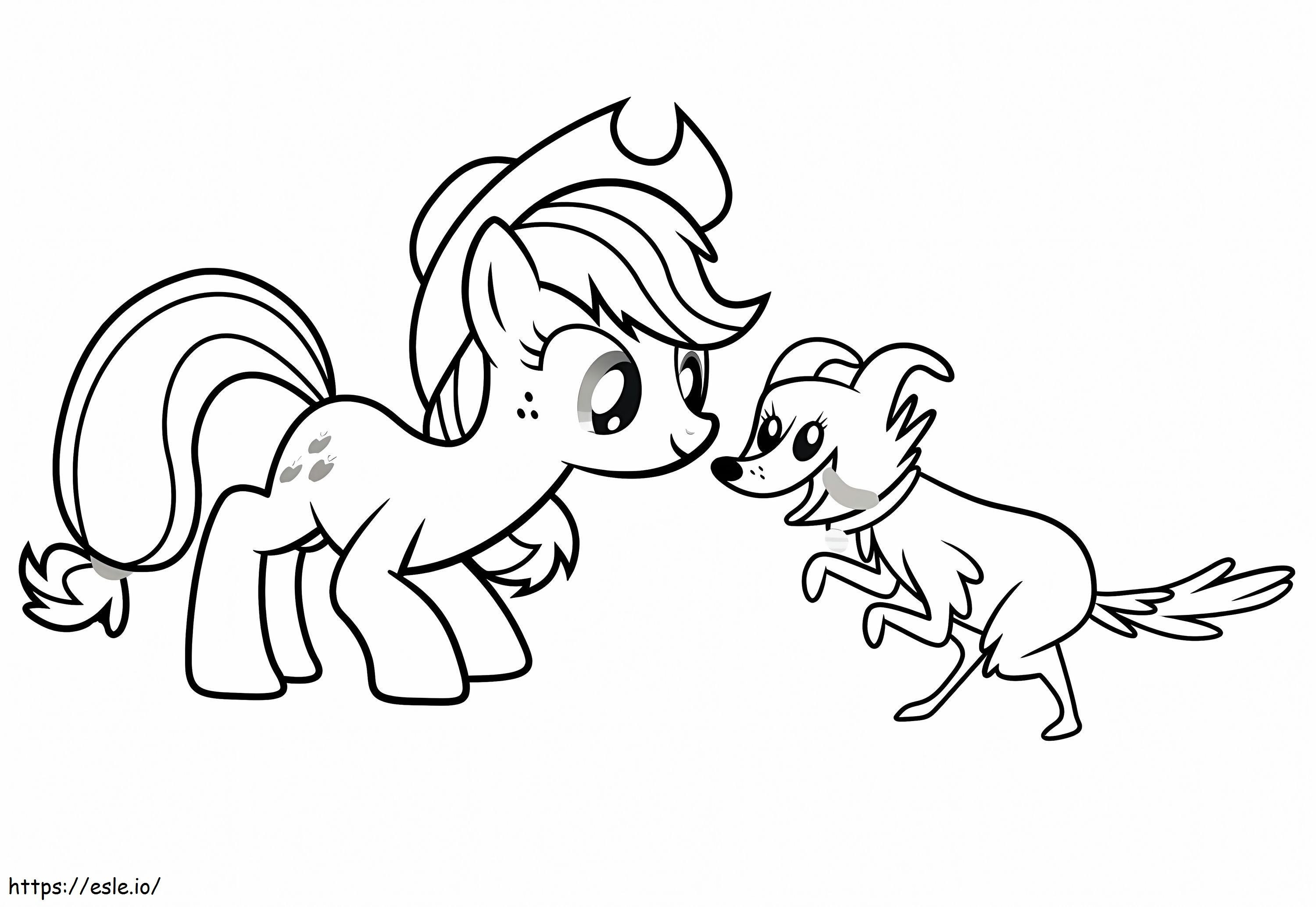 Coloriage Applejack et chien mignon à imprimer dessin