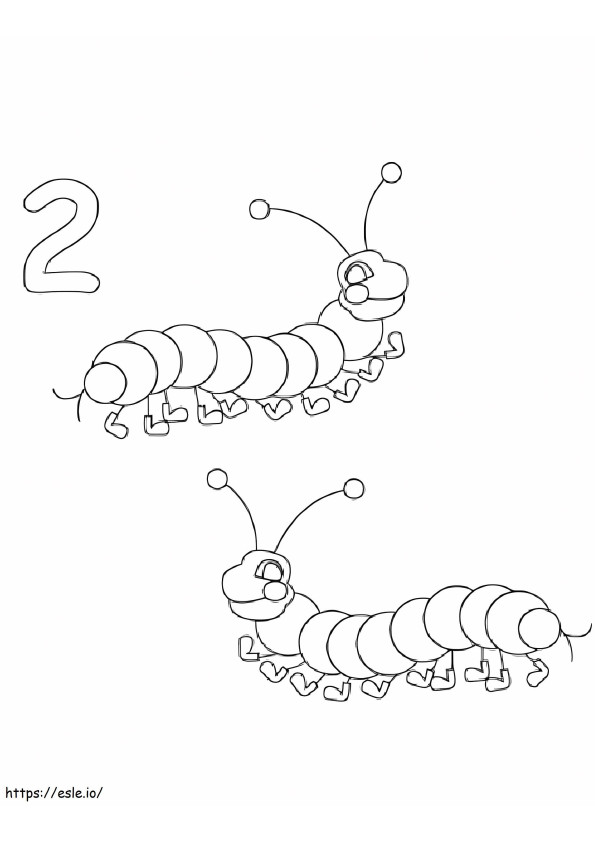 Number 2 And Two Worms coloring page