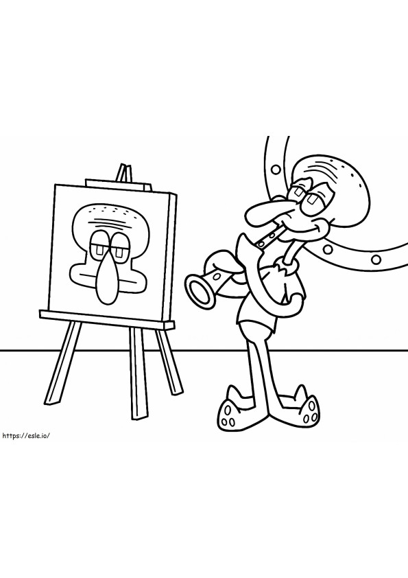 Squidward And Picture coloring page