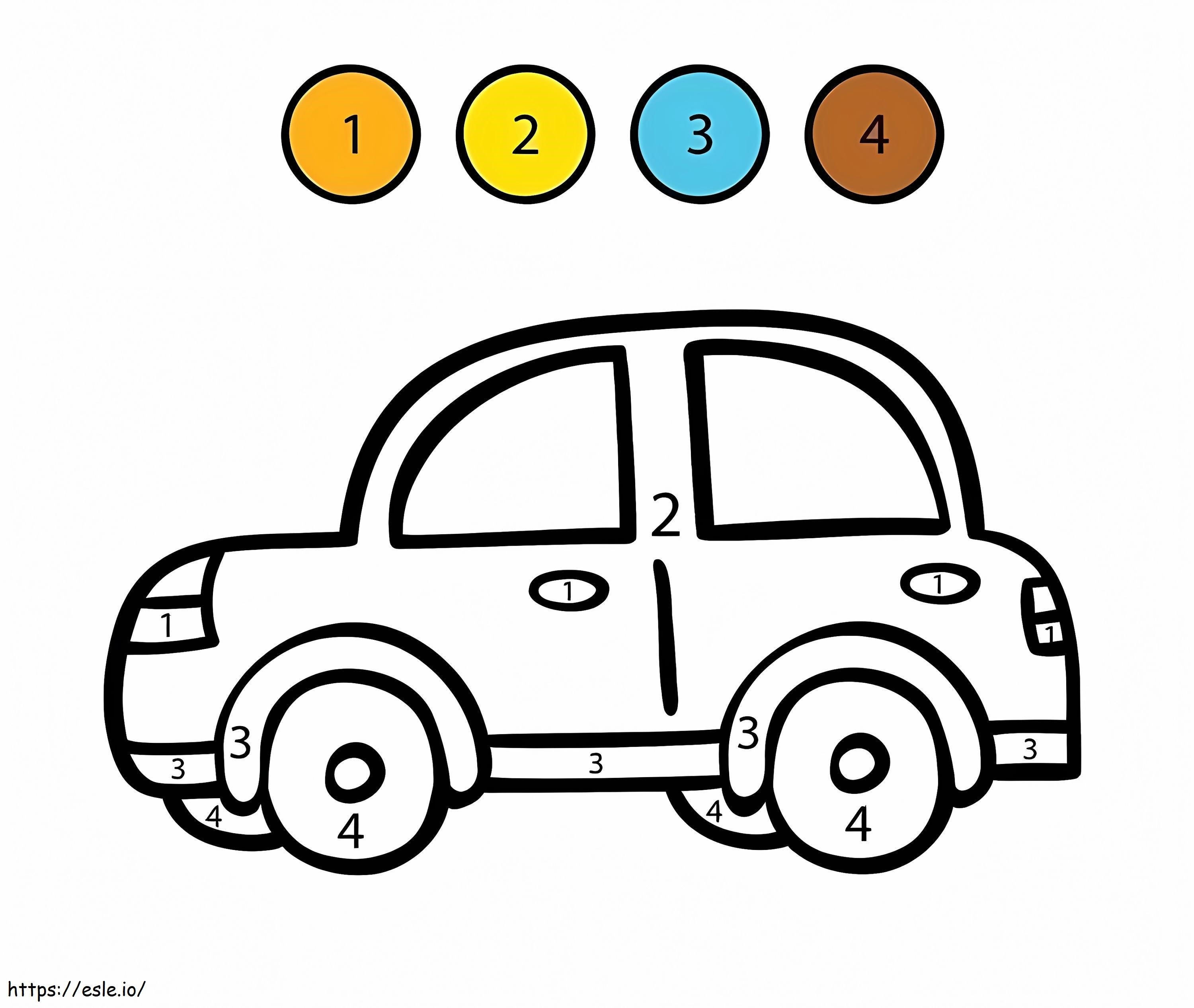 Color de coche simple por número para colorear