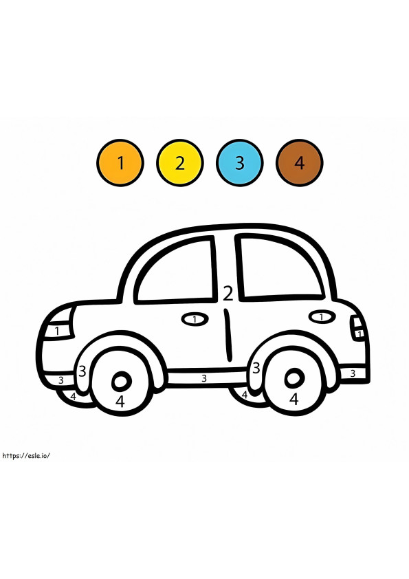 Cor simples do carro por número para colorir