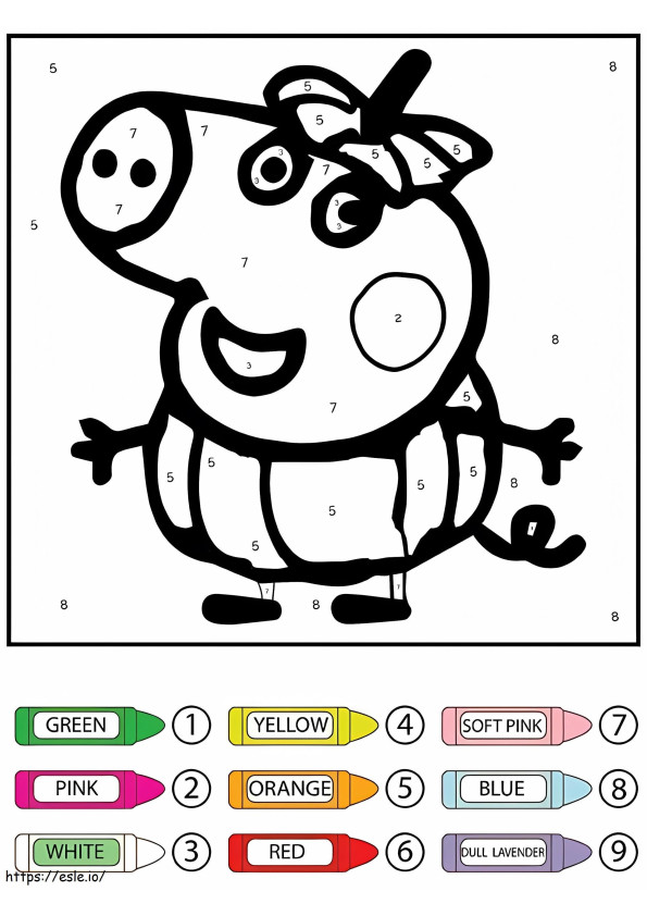 Coloriage Couleur par numéro de citrouille Peppa Pig à imprimer dessin
