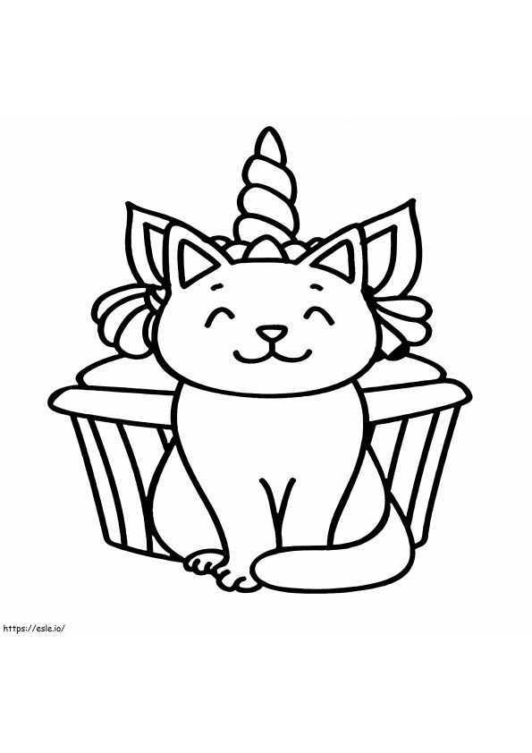 Coloriage Chat Licorne Et Cupcake à imprimer dessin