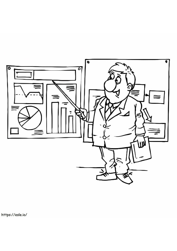 Businessman Presenting Graphs And Charts coloring page