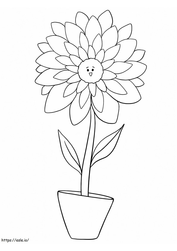 Bunga Dahlia yang lucu Gambar Mewarnai