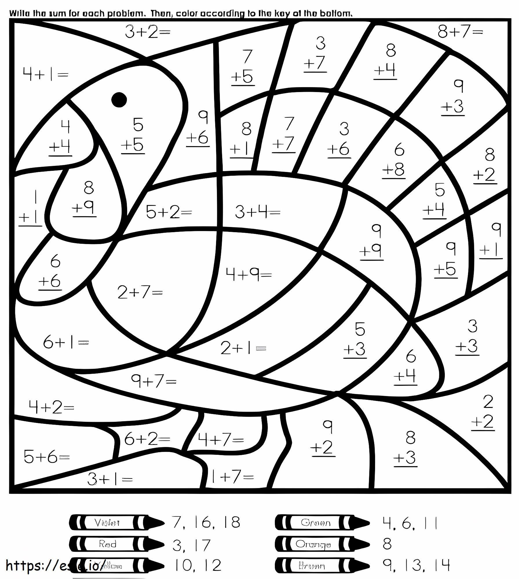 Planilha de matemática da Turquia para colorir