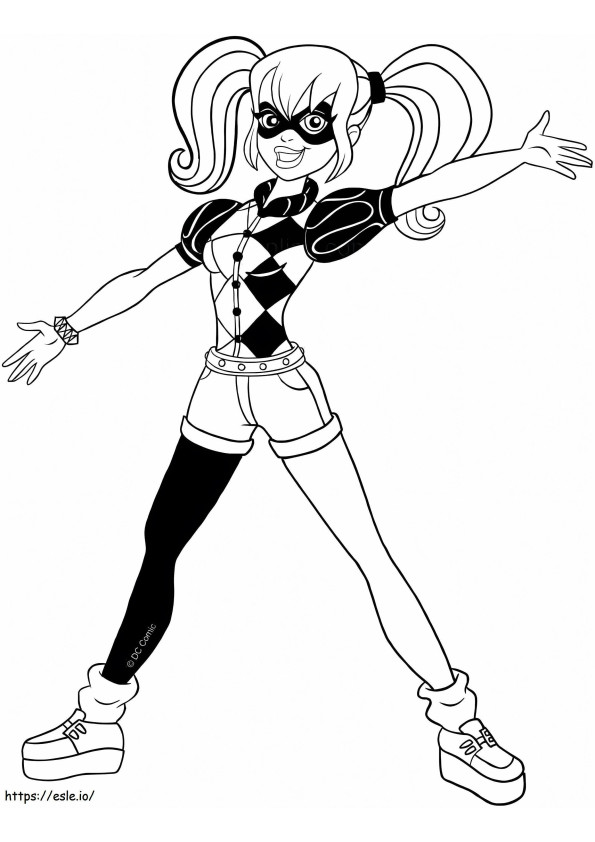 Fericită Harley Quinn de colorat
