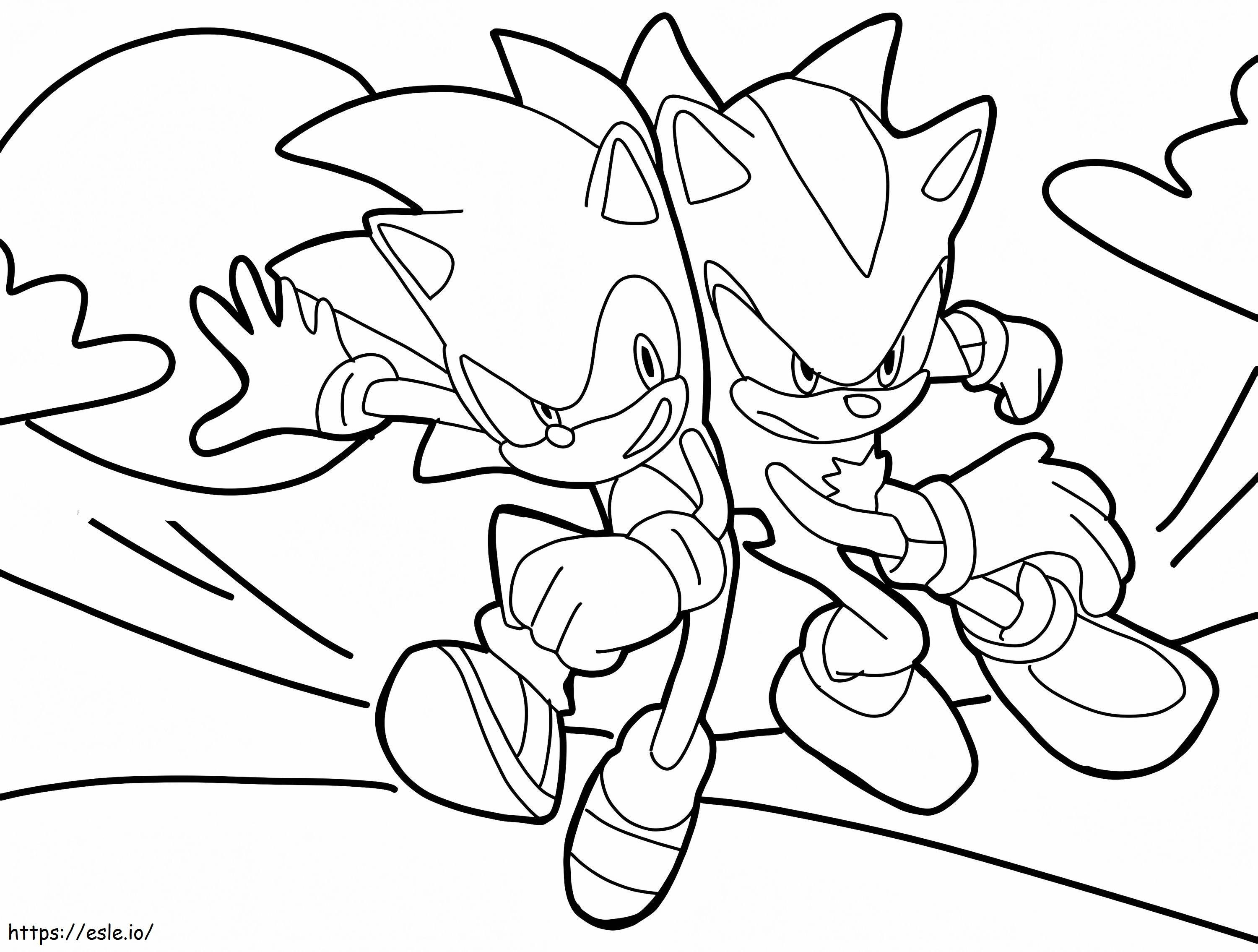 Sonic și Shadow The Hedgehog de colorat