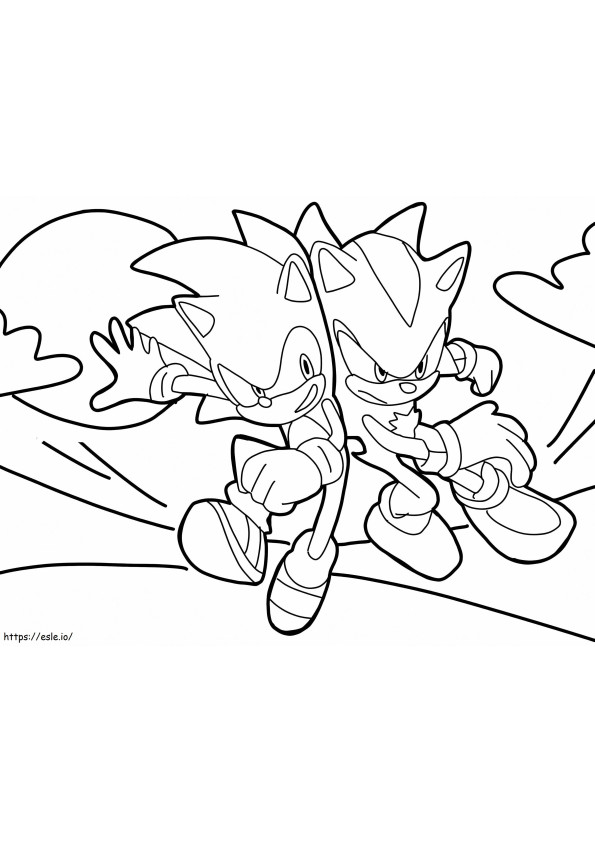 Sonic y Shadow el erizo para colorear