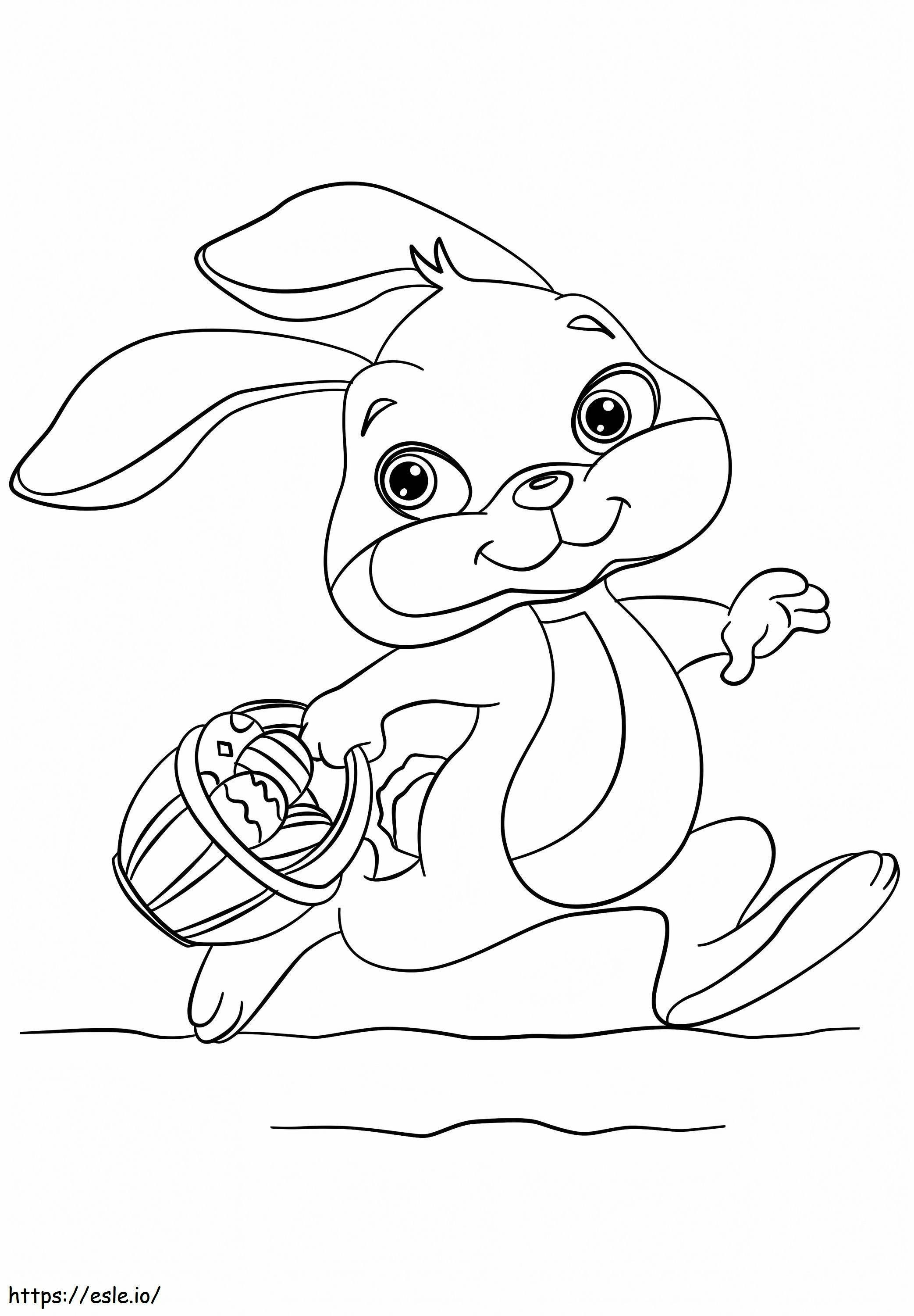 Conejo de Pascua corriendo para colorear