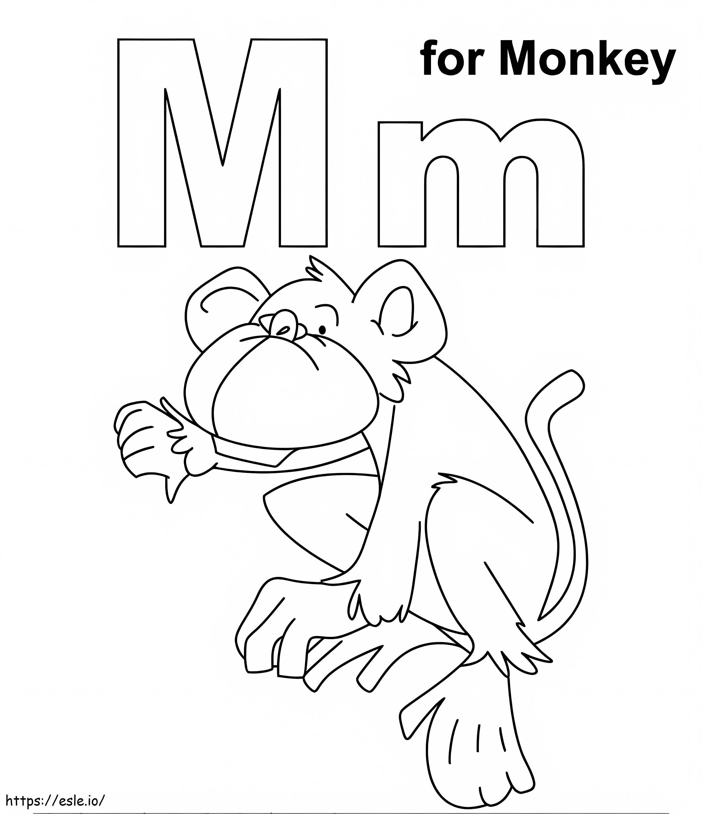 M é para macaco para colorir