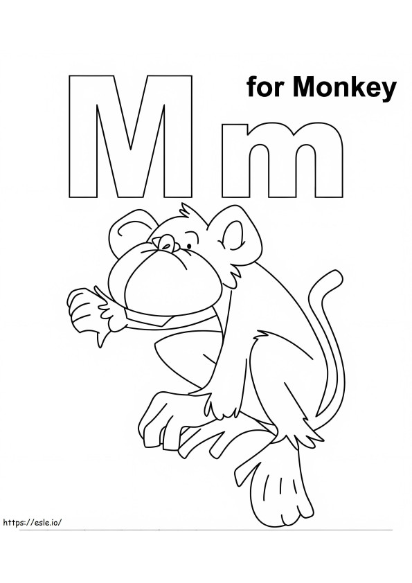 M é para macaco para colorir