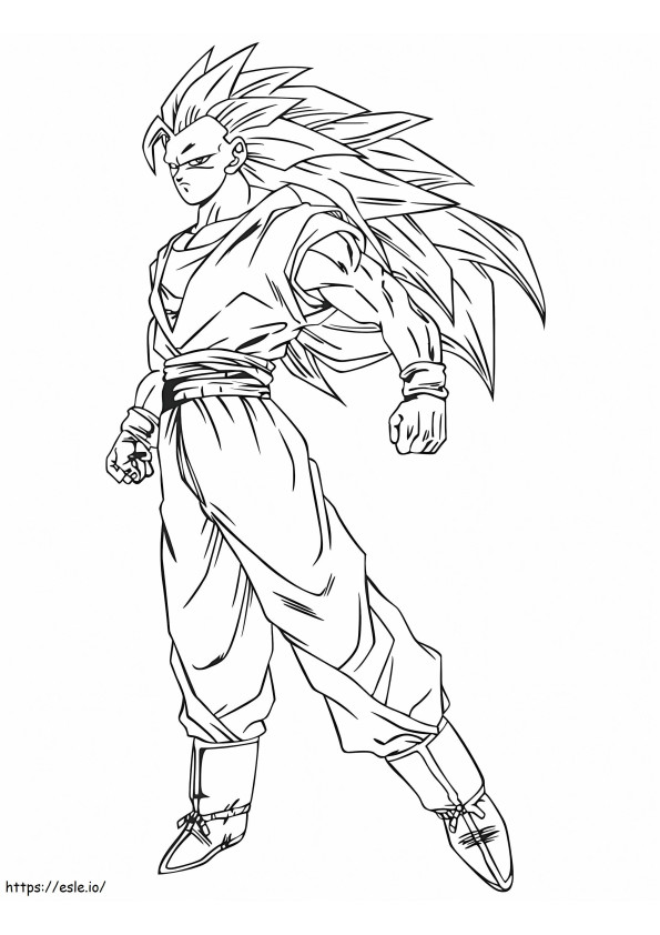 Son Goku Super Saiya 3 Gambar Mewarnai