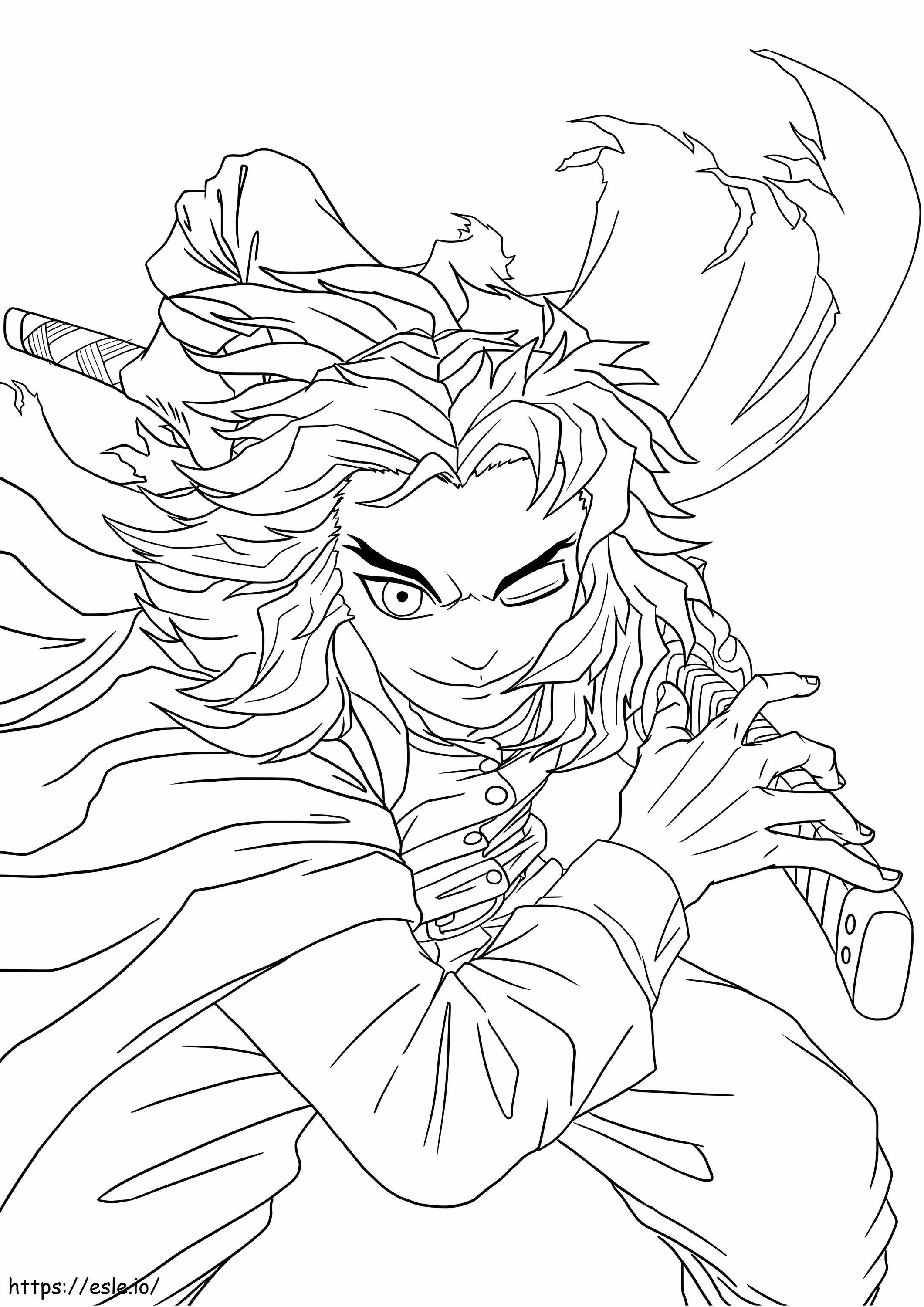 Atacurile Kyojuro Rengoku de colorat
